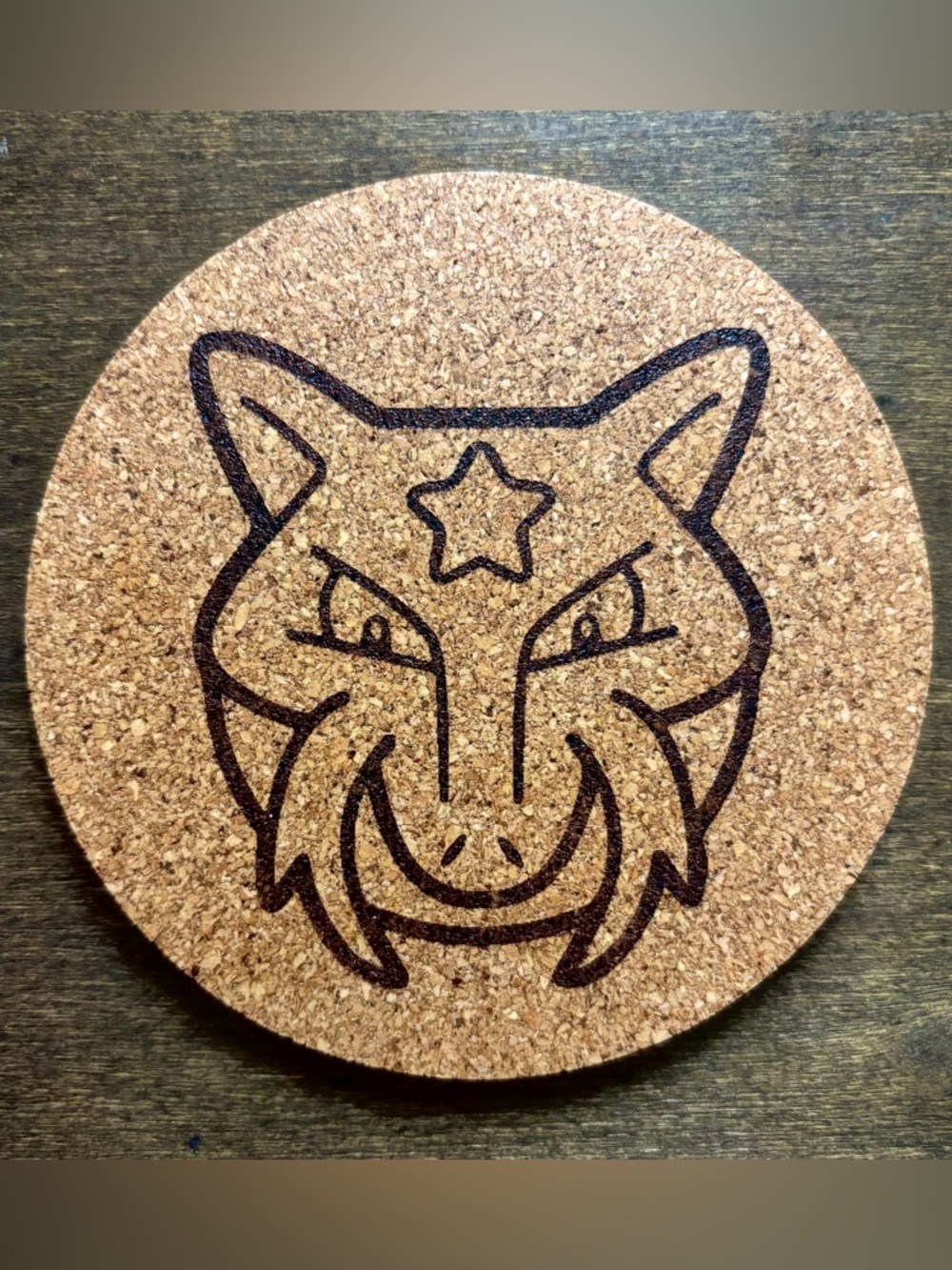 Pokemon Kadabra Face Laser Engraved Cork Coaster